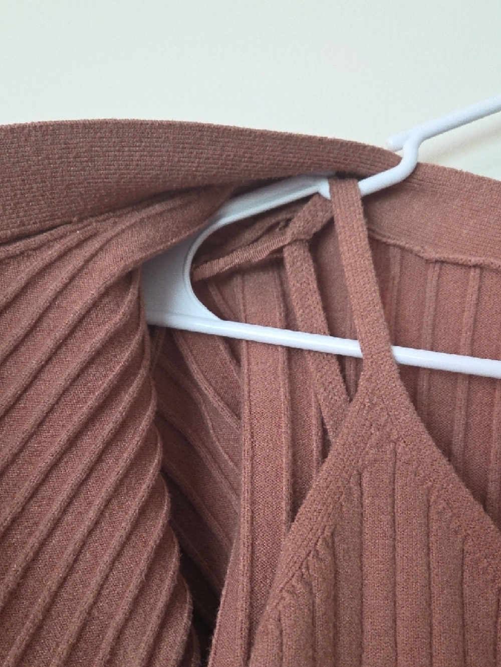 Ribbed Tank and Button Cardigan Set in Mauve Rose - Picture 3 of 5